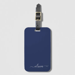 Navy Blue and White Modern Monogram Bagagebricka