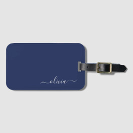 Navy Blue and White Modern Monogram Bagagebricka