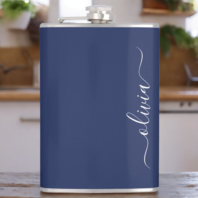 Navy Blue and White Modern Monogram Fickplunta (Skapare uppladdad)
