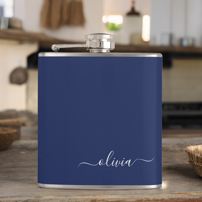 Navy Blue and White Modern Monogram Fickplunta (Skapare uppladdad)