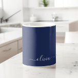 Navy Blue and White Modern Monogram Kaffemugg<br><div class="desc">Vi presenterar vår marinblå och vita moderna monogramsamling: Öka din hemdekoration med vår sofistikerade samling med ett contemporary marinblått och vitt färg. Varje biet är noggrant utformat för att driva ut elegans och stil, perfekt för att tillföra ett litet modernt lugn till vilket rum som helst. Oavsett om du är...</div>