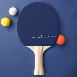 Navy Blue and White Modern Monogram Pingisracket