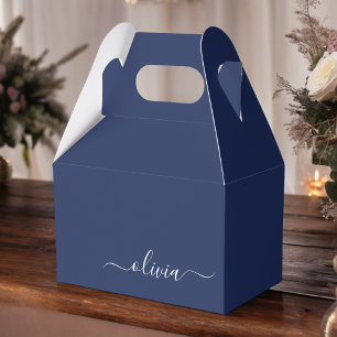 Navy Blue and White Modern Monogram Presentaskar