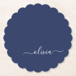 Navy Blue and White Modern Monogram Underlägg Papper<br><div class="desc">Vi presenterar vår marinblå och vita moderna monogramsamling: Öka din hemdekoration med vår sofistikerade samling med ett contemporary marinblått och vitt färg. Varje biet är noggrant utformat för att driva ut elegans och stil, perfekt för att tillföra ett litet modernt lugn till vilket rum som helst. Oavsett om du är...</div>