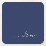 Navy Blue and White Modern Monogram Underlägg Papper Kvadrat<br><div class="desc">Vi presenterar vår marinblå och vita moderna monogramsamling: Öka din hemdekoration med vår sofistikerade samling med ett contemporary marinblått och vitt färg. Varje biet är noggrant utformat för att driva ut elegans och stil, perfekt för att tillföra ett litet modernt lugn till vilket rum som helst. Oavsett om du är...</div>