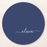 Navy Blue and White Modern Monogram Underlägg Papper Rund<br><div class="desc">Vi presenterar vår marinblå och vita moderna monogramsamling: Öka din hemdekoration med vår sofistikerade samling med ett contemporary marinblått och vitt färg. Varje biet är noggrant utformat för att driva ut elegans och stil, perfekt för att tillföra ett litet modernt lugn till vilket rum som helst. Oavsett om du är...</div>