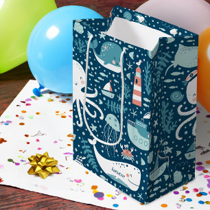 Navy Blue and White Nautical Ocean Mönster Boy