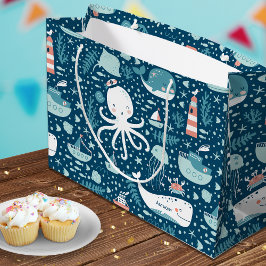 Navy Blue and White Nautical Ocean Mönster Boy