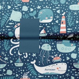 Navy Blue and White Nautical Ocean Mönster Boy