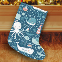 Navy Blue and White Nautical Ocean Mönster Boy
