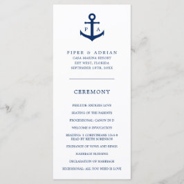 Navy Blue Ankar Monogram Marin Bröllop Program