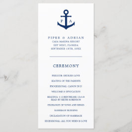 Navy Blue Ankar Monogram Marin Bröllop Program