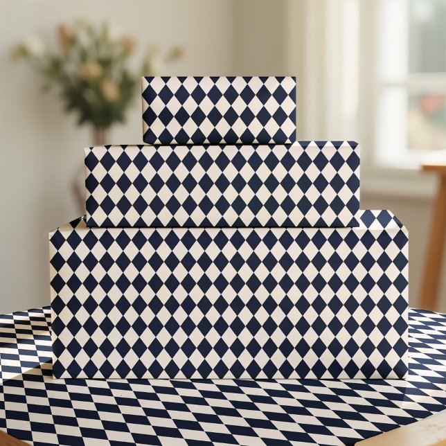 Navy Blue Argyle Wrapping Paper Presentpapper (Skapare uppladdad)