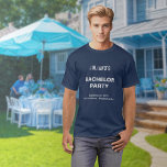 Navy Blue Bachelor Party T-Shirt<br><div class="desc">Tungt blått och oformaterad textstöt, partit-shirt, design för skum att bo eller värdar som ser blått som en symbol för tillit och lojalitet och föredrar ren text utan bakgrund inslag för att förbättra läsbarheten. Den vita text som kontrasterar mot den fasta marinblå bakgrunden och användan av sans serif typsnitt ökar...</div>