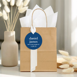 Navy Blue Bar Mitzvah Round Favor Tag Gåvor Etiketter