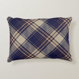 Navy Blue Beige Tartan Play Argyle Mönster Prydnadskudde