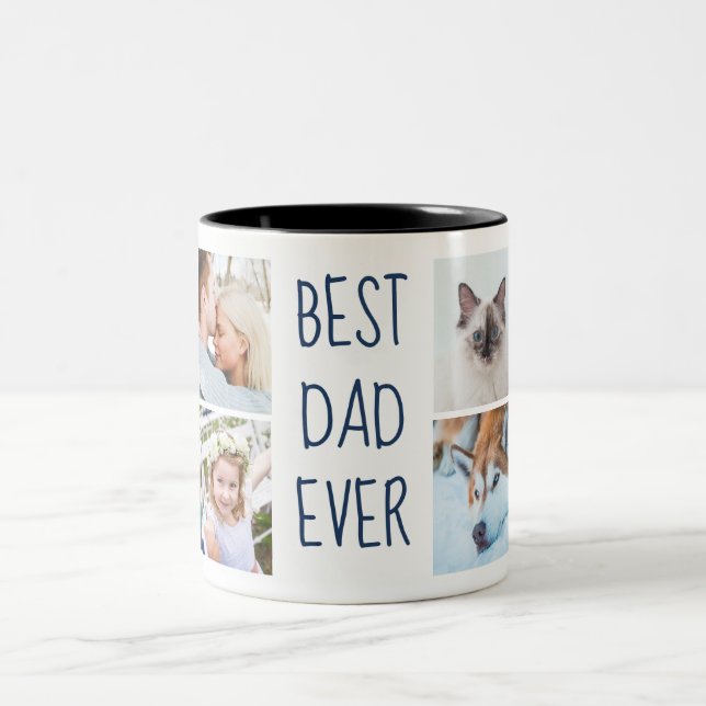 Navy Blue | Best DadEver Custom Photo Mug Två-Tonad Mugg (Center)