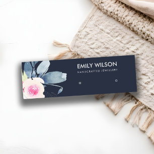 NAVY BLUE-BLOMMIGT STUDERAD VISNING LOGOTYP MINI VISITKORT