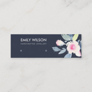 NAVY BLUE-BLOMMIGT STUDERAD VISNING LOGOTYP MINI VISITKORT