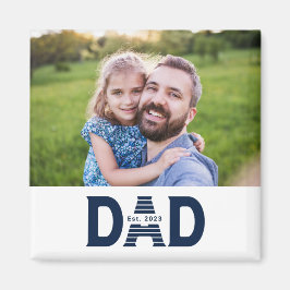 Navy Blue Bold Dad Established Photo Magnet