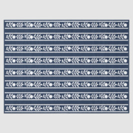 Navy Blue Bone Inlay Floral Border Decoupage Paper