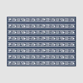 Navy Blue Bone Inlay Floral Border Decoupage Paper