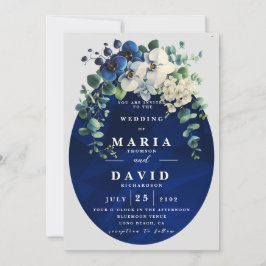 Navy Blue Botanical Floral Edit Inbjudningar