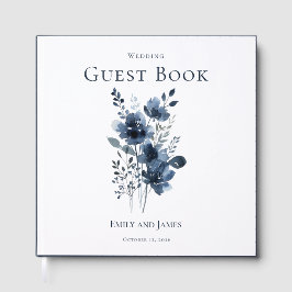 Navy Blue Botanical Wedding Gästböcker