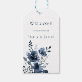 Navy Blue Botanical Wedding Presentetikett