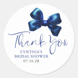 Navy Blue Bow Favors Bridal Shower Thank You  Runt Klistermärke