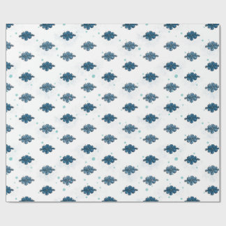 Navy Blue Bow Pattern Glossy Wrapping Paper Presentpapper