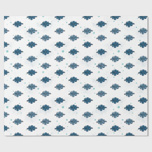 Navy Blue Bow Pattern Glossy Wrapping Paper Presentpapper (Platt)