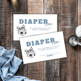 Navy Blue Bow Soccer Diaper Raffle Baby Shower  Tilläggskort
