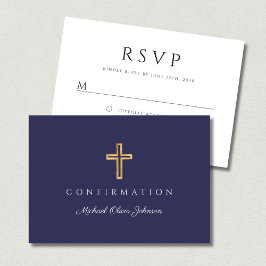 Navy Blue Boy Religious Cross Confirmation OSA Kort