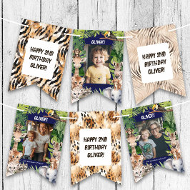 Navy Blue Boy Safari Jungle Photo Birthday Vimplar