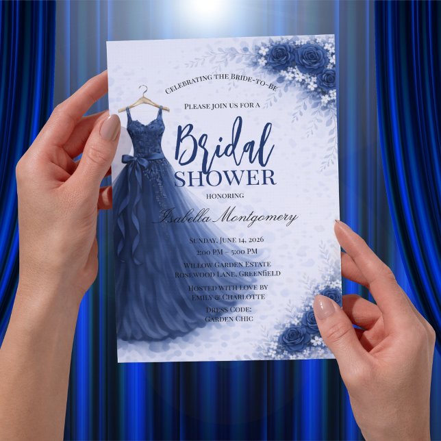 Navy Blue Bridesmaid Dress Bridal Shower Inbjudningar (Navy Blue Bridesmaid Dress Bridal Shower Invitations
)