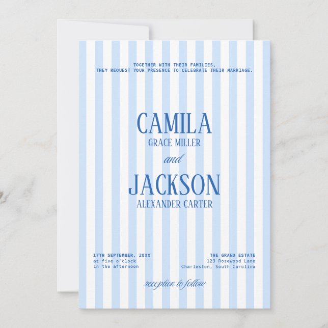 Navy Blue Bröllop  Inbjudningar (Framsida)