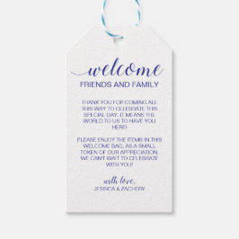 Navy Blue Bröllop Welcome Gift Basket Bag Presentetikett