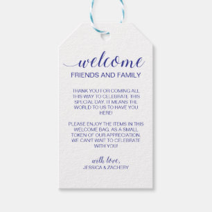 Navy Blue Bröllop Welcome Gift Basket Bag Presentetikett