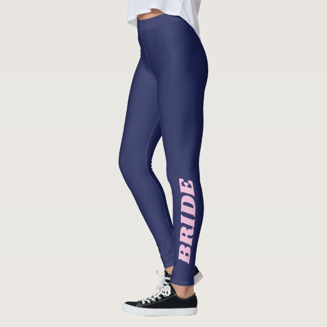 Navy Blue Brud Systerliga Avskedsfest Bröllop Retr Leggings (Vänster)