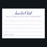 Navy Blue Bucket List Ideas Bröllop Advice Card Bordsnummer<br><div class="desc">Dessa charmerande bröllop-hakerkort kommer att vara ett perfekt alternativ till ett traditionellt gäst bok. Alla gäster pratar om de bästa idéerna för nylingarna att besöka eller göra. De här korten innehåller "Bucket List" för marint blått ord "Hjälp oss att planera en livstid för äventyr" och innehåller utrymme för deras namn....</div>