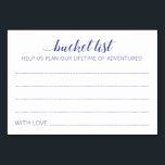 Navy Blue Bucket List Ideas Bröllop Advice Card Bordsnummer<br><div class="desc">Dessa charmerande bröllop-hakerkort kommer att vara ett perfekt alternativ till ett traditionellt gäst bok. Alla gäster pratar om de bästa idéerna för nylingarna att besöka eller göra. De här korten innehåller "Bucket List" för marint blått ord "Hjälp oss att planera en livstid för äventyr" och innehåller utrymme för deras namn....</div>