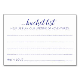 Navy Blue Bucket List Ideas Bröllop Advice Card Bordsnummer