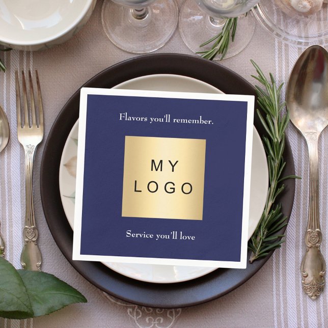 Navy blue cafe bar business logo slogan quote pappersservett (Skapare uppladdad)