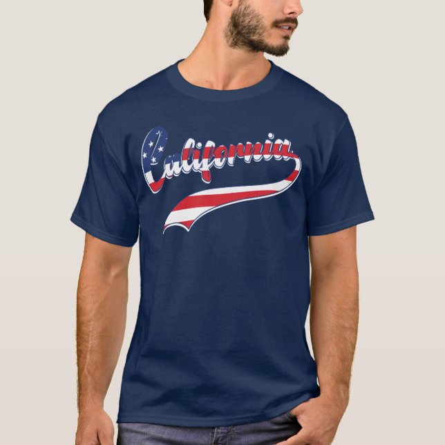 Navy Blue California USA flagga Fill T-Shirt (Framsida)