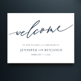 Navy Blue Calligraphy Simple Welcome Bröllop Poster