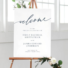 Navy Blue Calligraphy Simple Welcome Bröllop Poster