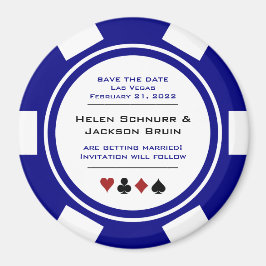 Navy Blue Casino Poker Chip Bröllop spara datum Magnet