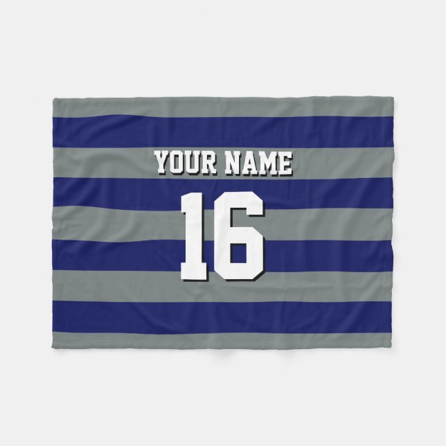 Navy Blue Charcol Team Jersey Preppy Rand Fleecefilt (Framsidan (Horisontell))