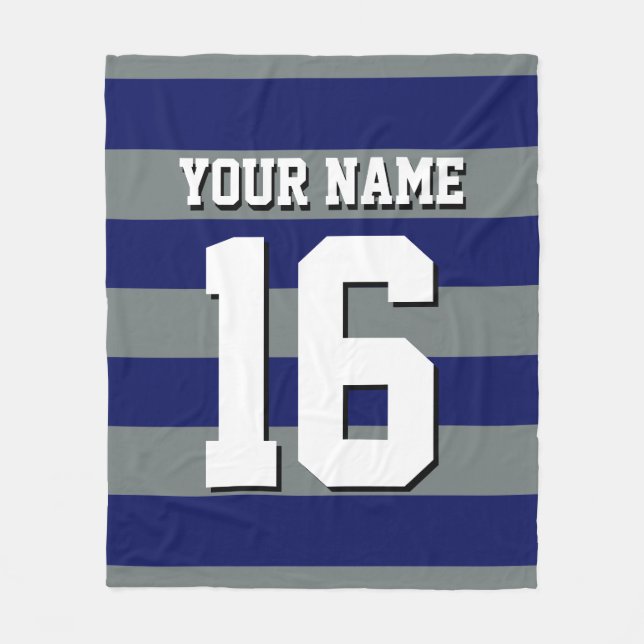 Navy Blue Charcol Team Jersey Preppy Rand Fleecefilt (Framsidan)